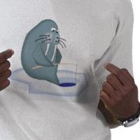 funny ice fishing walrus T-shirt